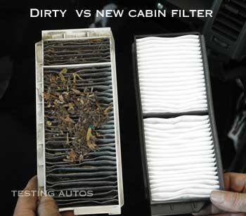 Dirty vs New Cabin Filter