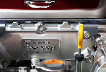 Takumi plaque on Nissan GT-R engine