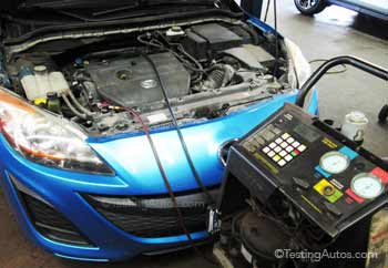 Recharging the A/C system in a car