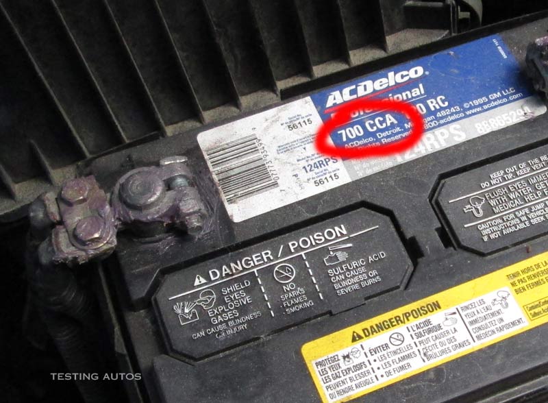 Battery capacity in Cold cranking amps(cca) - диагностика аккумуляторов.