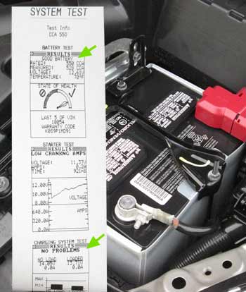 Testing a car battery with Battery Tester