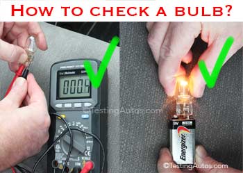 Checking a light bulb in a car