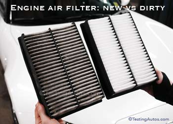 Engine air filter in a car