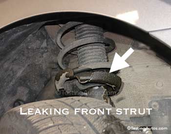 Leaking front strut in a car