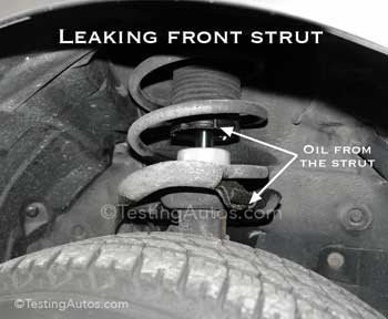 Leaking strut in a car