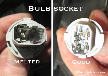 Good and melted bulb socket