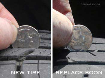 How to measure tire tread with a quarter