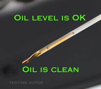 Oil level is OK and oil is clean on the dipstick