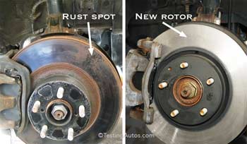 Rust spot on a brake rotor