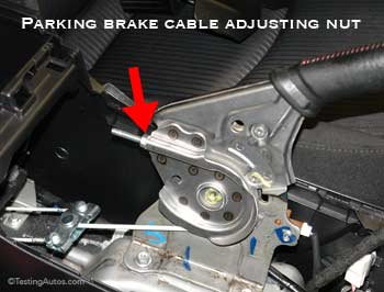 Parking brake cable adjusting nut