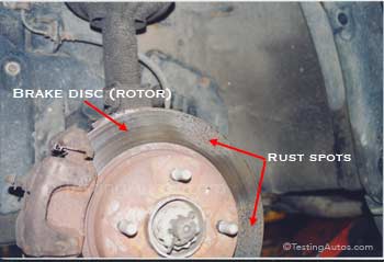 Brake rotor rust spots