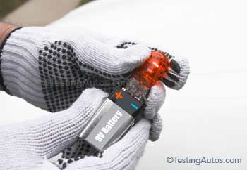 Test bulb with 9V battery