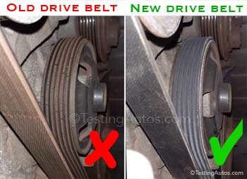  Worn out versus new drive belt